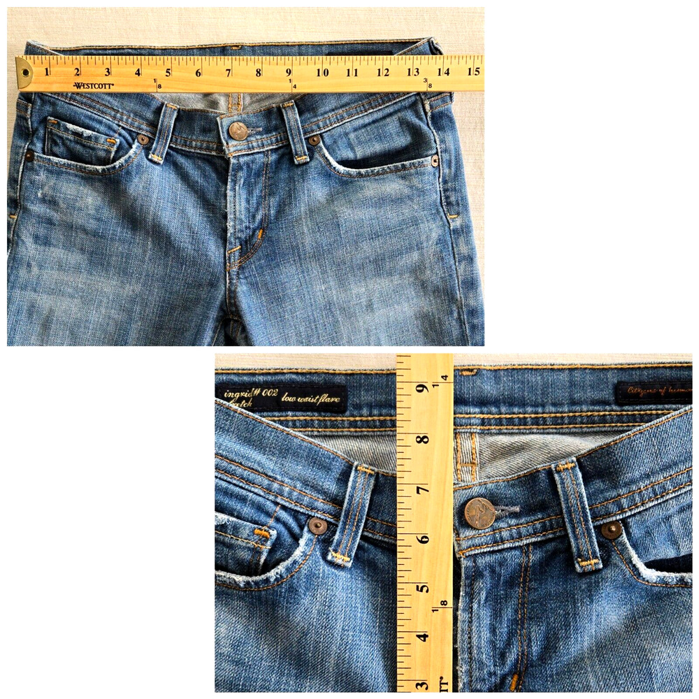 Citizens Of Humanity Jeans Womens 27 Low Rise Flare Distressed Denim Grunge Y2K - Picture 11 of 14